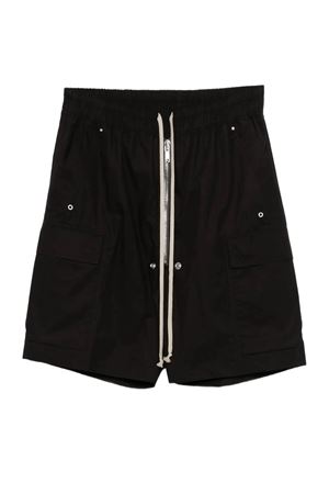 Black cotton drawstring zip-up shorts RICK OWENS | RU01F2360P09